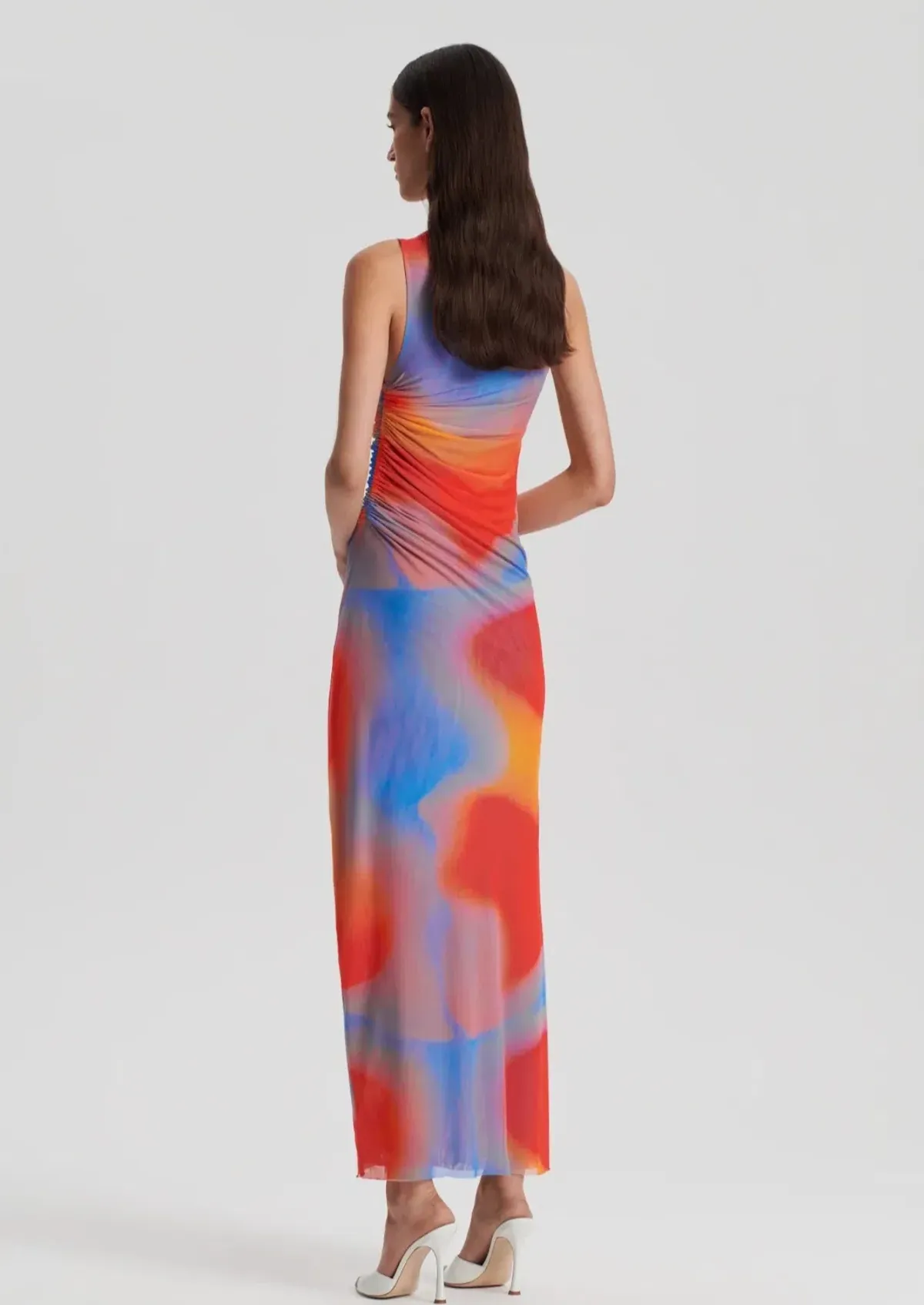 Scanlan Theodore Italian Watercolour Dress in Red Blue Multi Size 6 - Image 3