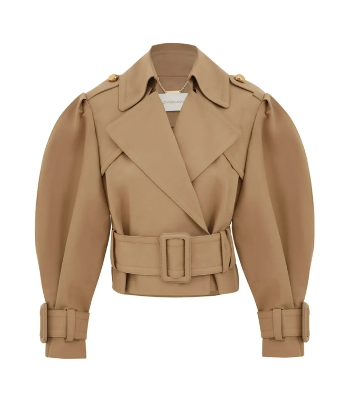 Zimmermann Crush Cropped Trench Coat in Khaki Size 0 / AU 8  - Image 4