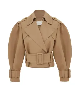 Zimmermann Crush Cropped Trench Coat in Khaki Size 0 / AU 8  for rent on The Volte - image 4
