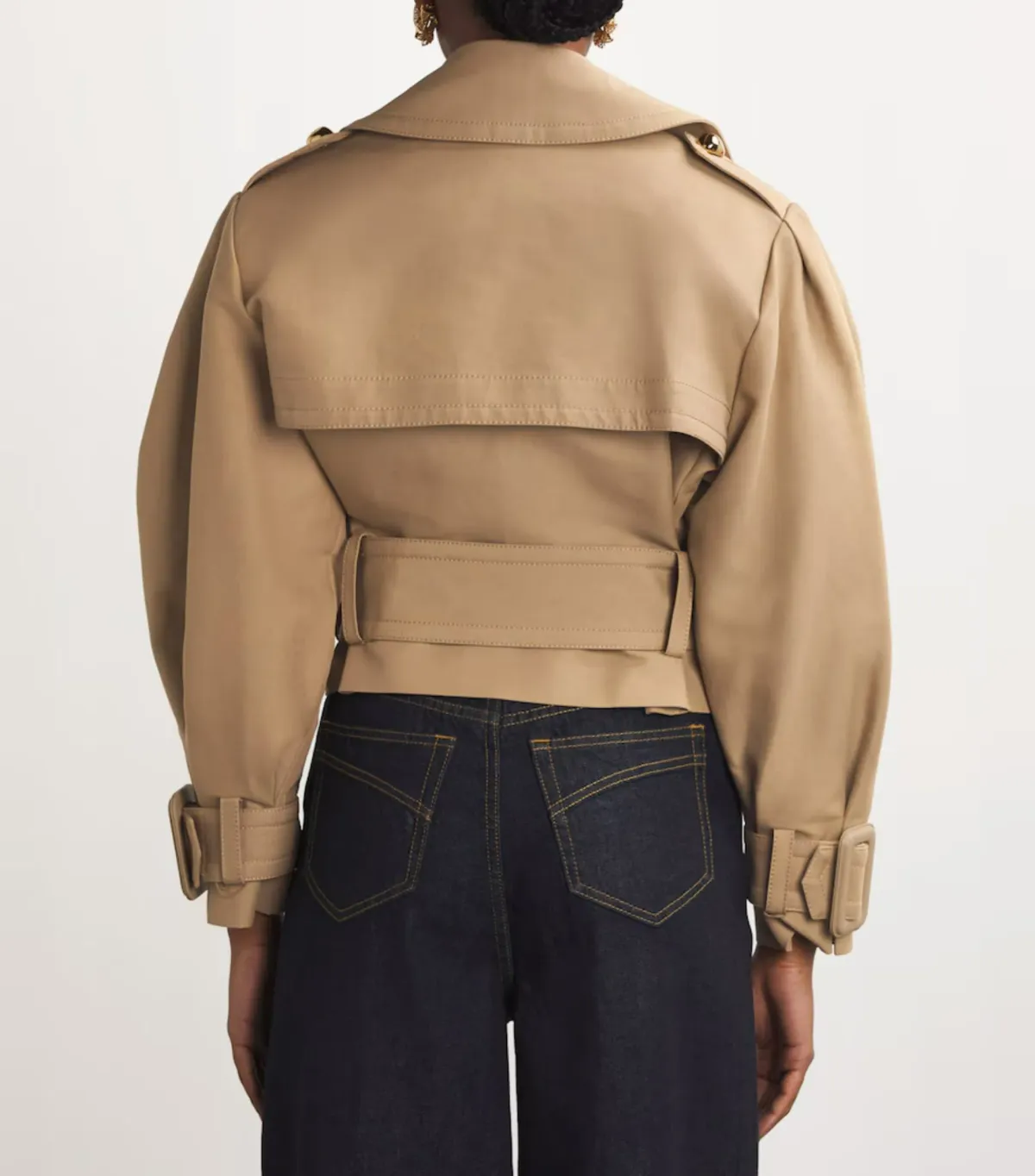 Zimmermann Crush Cropped Trench Coat in Khaki Size 0 / AU 8  - Image 3