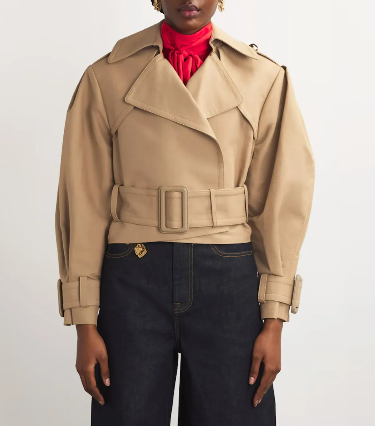 Zimmermann Crush Cropped Trench Coat in Khaki Size 0 / AU 8  - Image 2