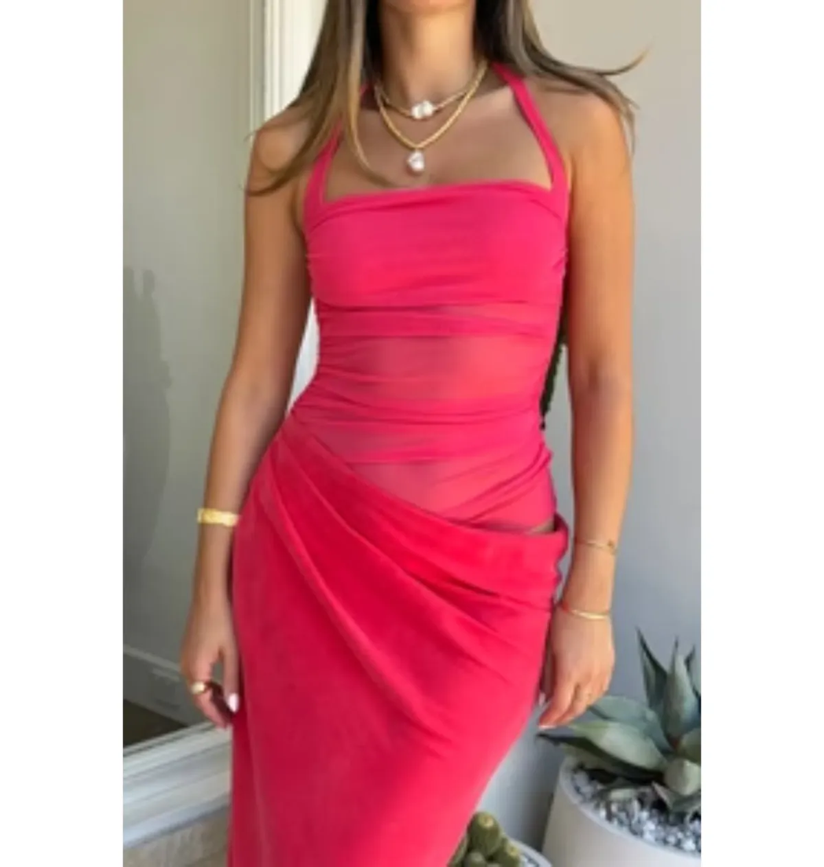 Benni Gina Maxi Dress Watermelon Size 8 - Image 4