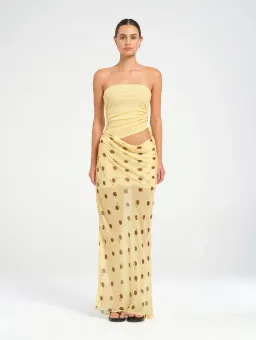 Benni Roscoe Maxi Dress Butter Spot Size Au 8 for rent on The Volte - image 1