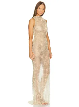 NBD  Zoe Gown Sheer in Champagne Nude Size 6 for rent on The Volte - image 2