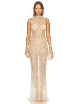 NBD  Zoe Gown Sheer in Champagne Nude Size 6 for rent on The Volte - image 1