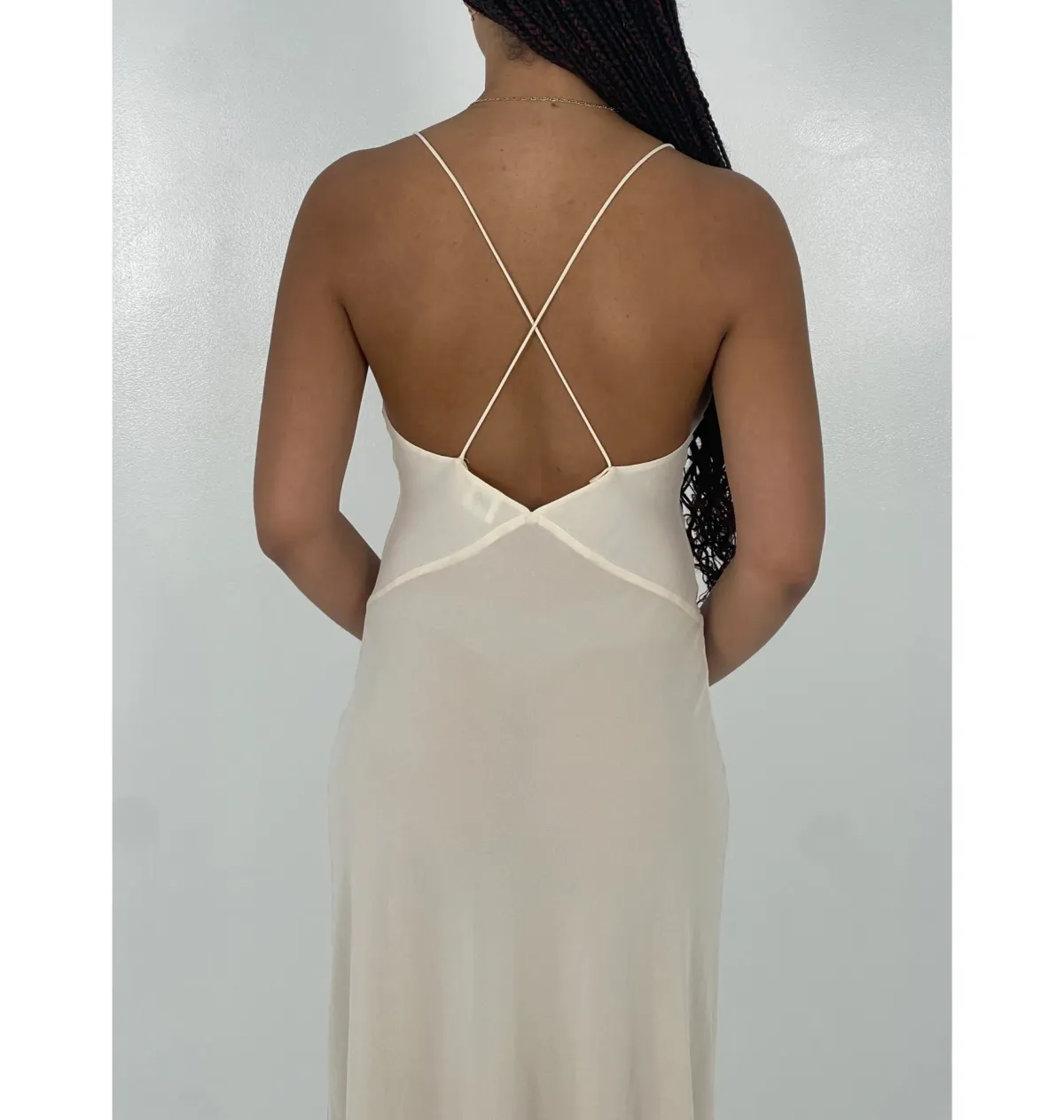 Helsa Sheer Deep V Rose Maxi Dress Cream Size Small / AU 8 - Image 4