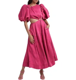 Aje Vanades Ring Cut Out Midi Dress Pink Size AU 8 for rent on The Volte - image 1