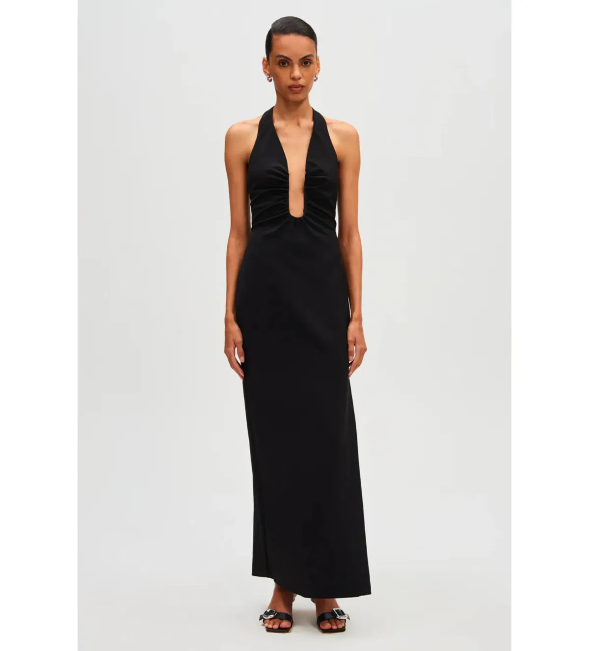 Misha Alusia Stretch Twill Maxi Dress in Black Size 8 - Image 1