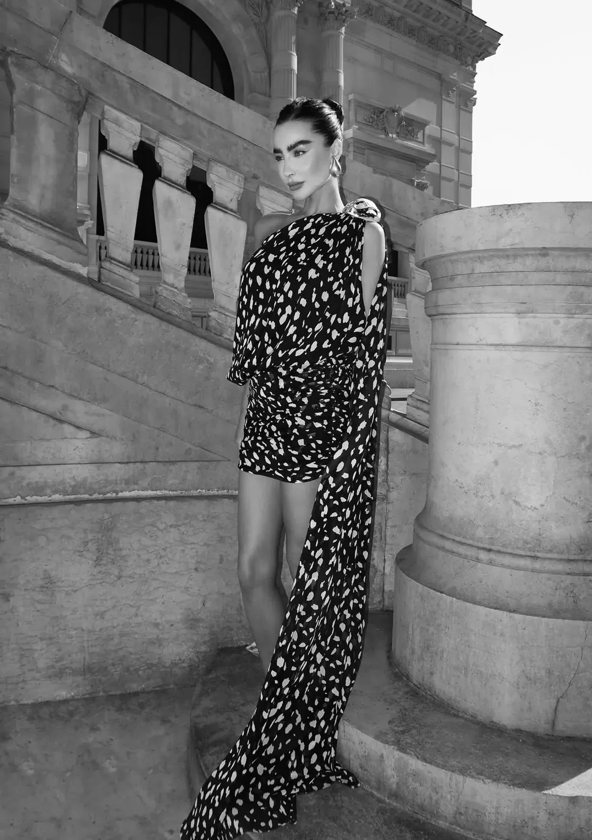 Leam Almes Dalmatian Print Chiffon Mini Dress with Metal Stone Size XS / AU 6 - Image 4