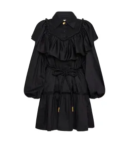 Aje Dahlia Flounce Long Sleeve Mini Dress in Black Size 12 for rent on The Volte - image 4