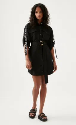 Aje Signal Logo Shirt Mini Dress Black Size 12 for rent on The Volte - image 1