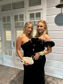 Azzurielle Farley Frill Off Shoulder Gown Black Size 8 for rent on The Volte - image 3