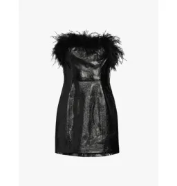 Kitri Poppy Vinyl and Feather Mini Dress Black Size AU 6 for rent on The Volte - image 7