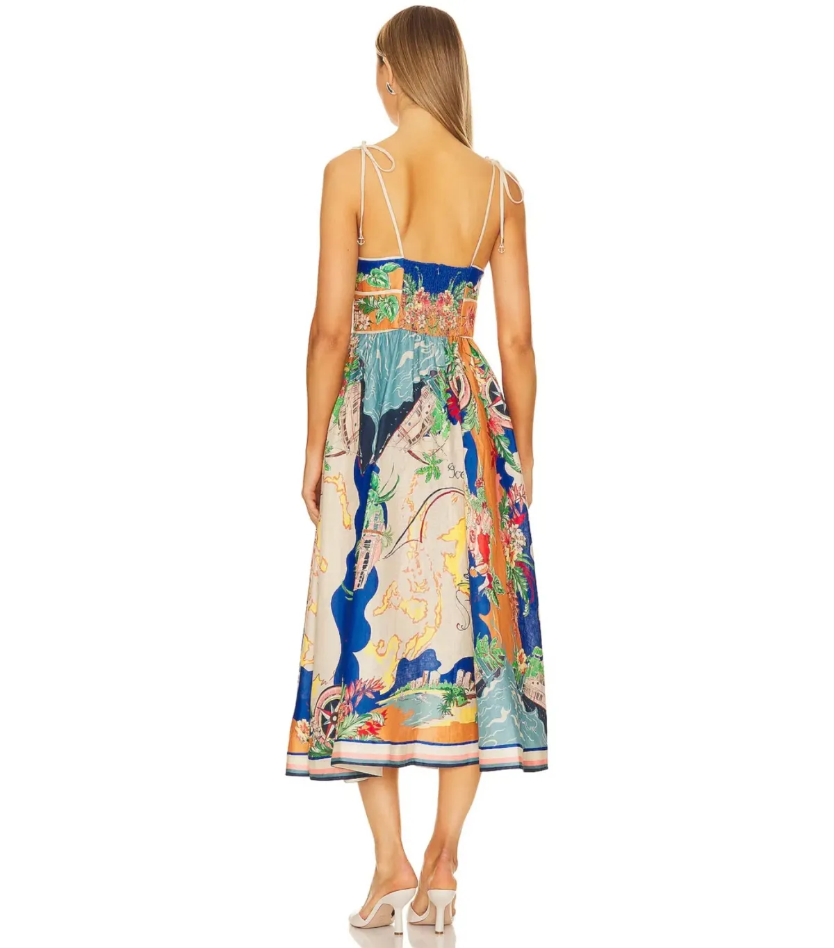 Zimmermann The Alight Picnic Midi Dress in Nautical Map Print Size 2 / AU 12 - Image 3