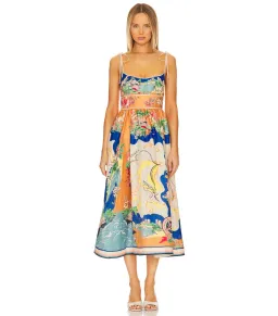 Zimmermann The Alight Picnic Midi Dress in Nautical Map Print Size 2 / AU 12 for rent on The Volte - image 1