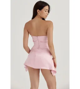 House of CB Jasmine Draped Strapless Corset Mini Dress Rose Pink Size XS/AU 6 for rent on The Volte - image 3