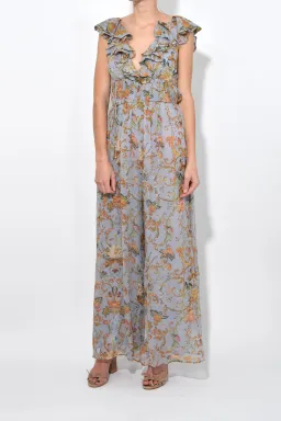 Zimmermann Painted Heart Cascade Jumpsuit Blue Grey Tapestry Size 0 / AU 8 for rent on The Volte - image 2