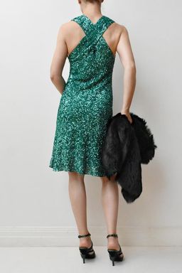 George Gross green sequined cocktail dress Green Size 12 for rent on The Volte - image 2