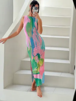 She is OLLÁ Luelle Mesh Maxi Dress Gaia Print Size M / AU 10 for rent on The Volte - image 3