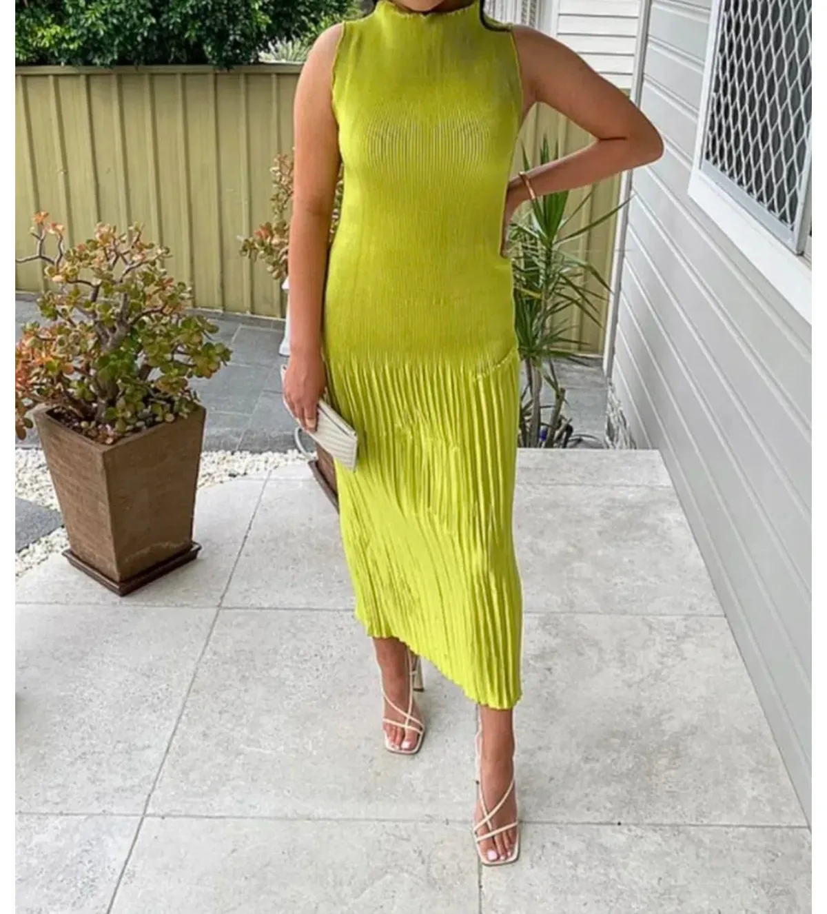 L'Idee Soiree Midi Dress Mojito Green Size S/AU 8 - Image 2