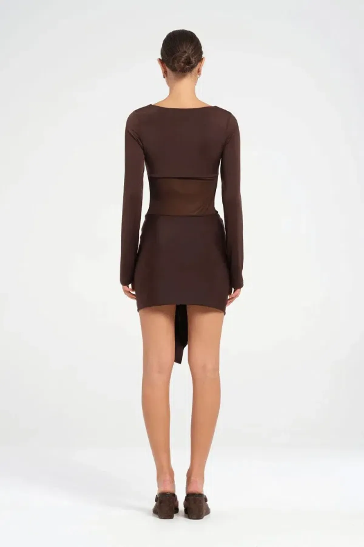 Benni Juni Mini Dress in Chocolate Size 8 - Image 3
