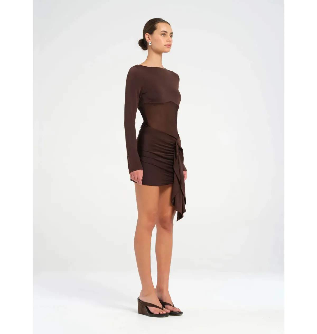Benni Juni Mini Dress in Chocolate Size AU 10 - Image 2