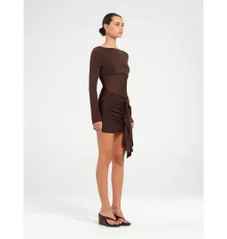 Benni Juni Mini Dress in Chocolate Size AU 10 for rent on The Volte - image 2