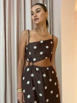 Sir The Label Vivi Asymmetrical Cut Out Dress in Marlon Polka Dot Size 0/ AU 6 for rent on The Volte - image 3