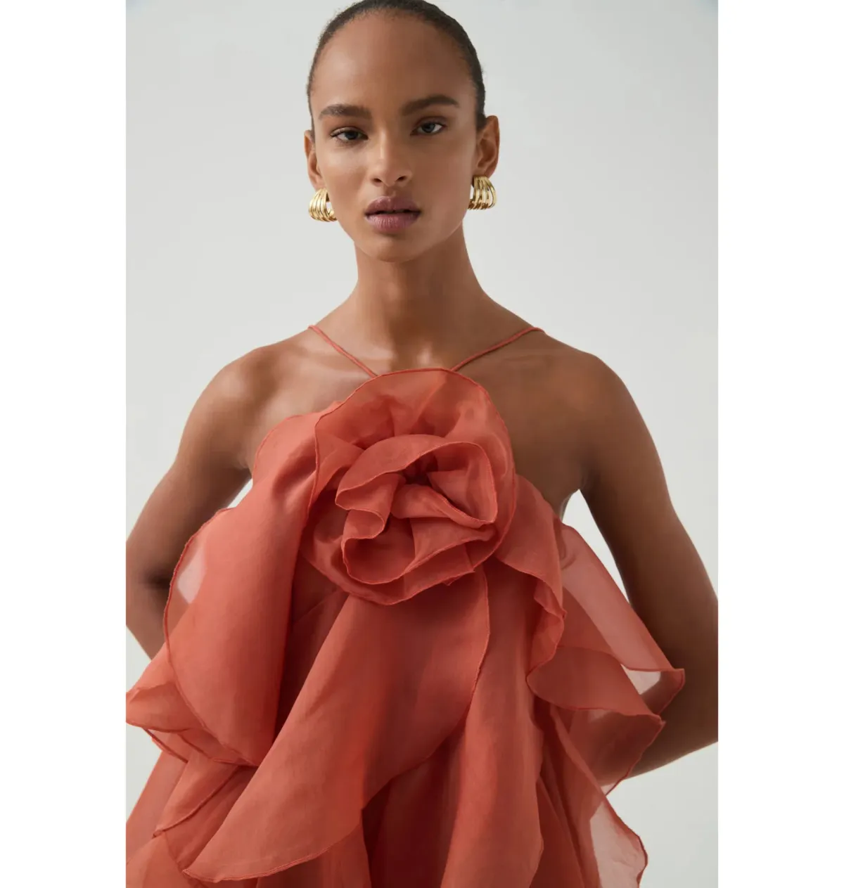 Aje Pandorea Layered Maxi Dress Coral Clay Size AU 6 - Image 2