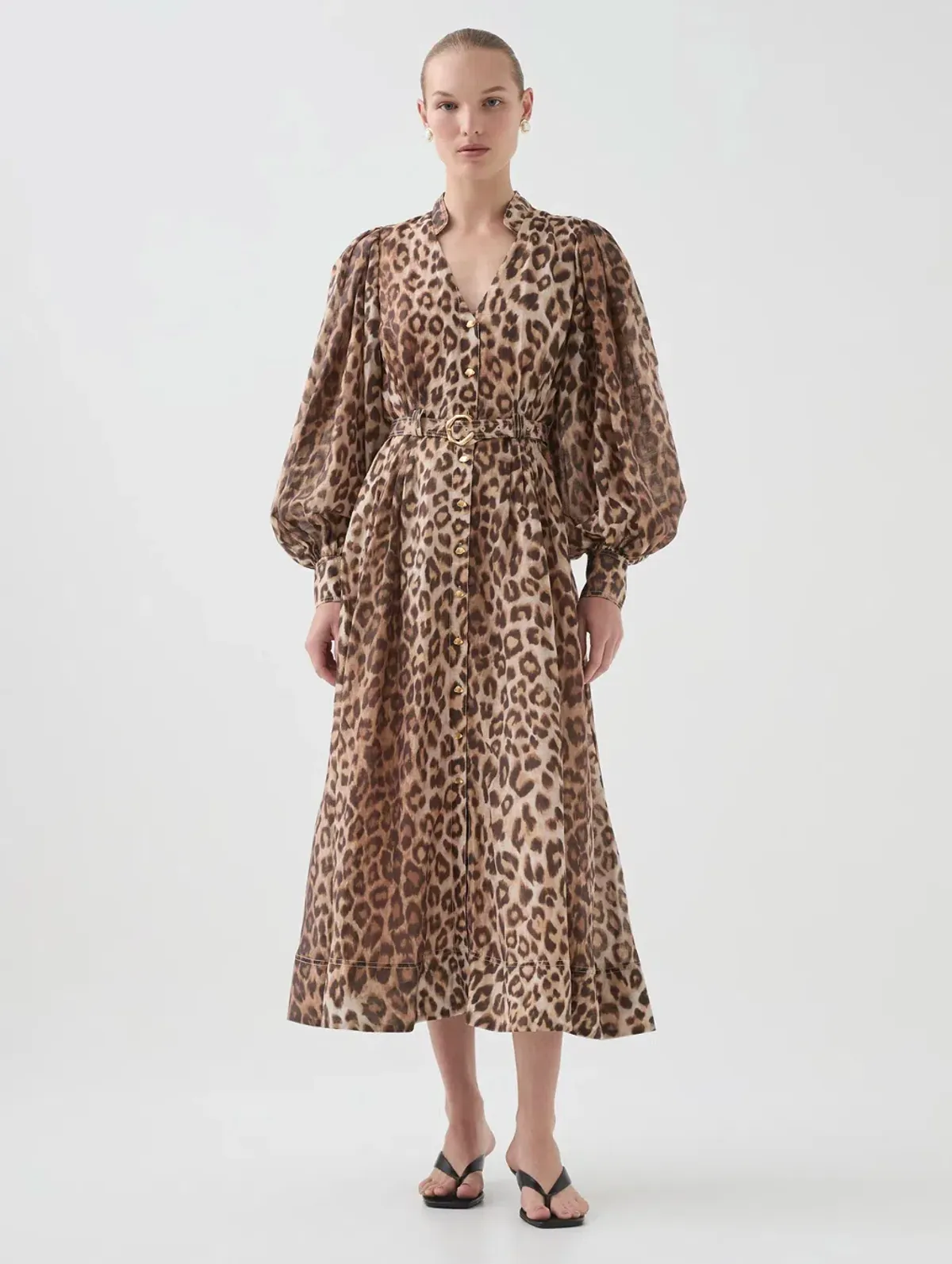 Aje Isabella Shirtdress Midi Leopard Print Size 12 - Image 1
