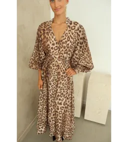 Aje Isabella Shirtdress Midi Leopard Print Size 12 for rent on The Volte - image 3