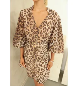 Aje Colette Mini Dress Leopard Size 10 for rent on The Volte - image 4