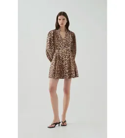 Aje Colette Mini Dress Leopard Size 10 for rent on The Volte - image 1