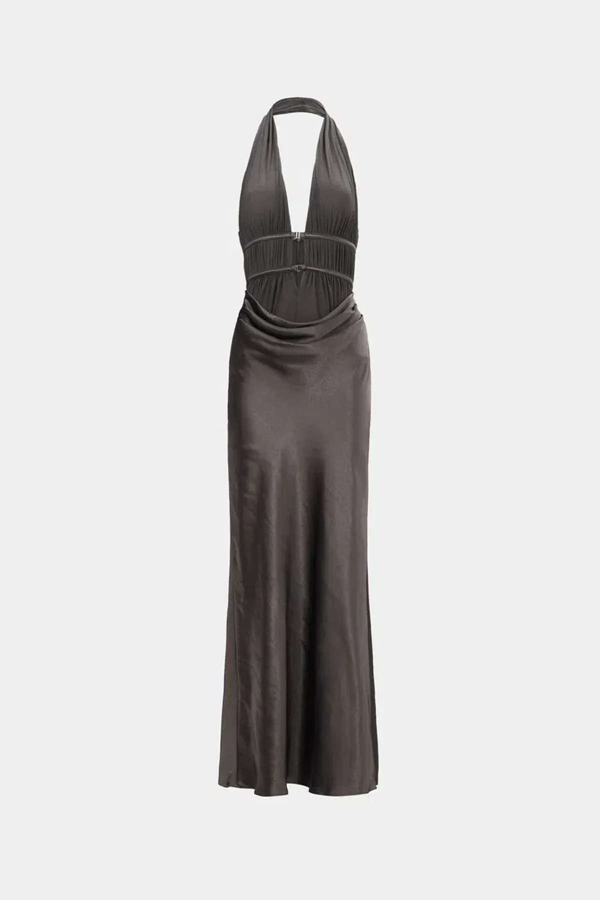 MISHA Celine Satin Maxi Dress Pewter Size 6 - Image 6