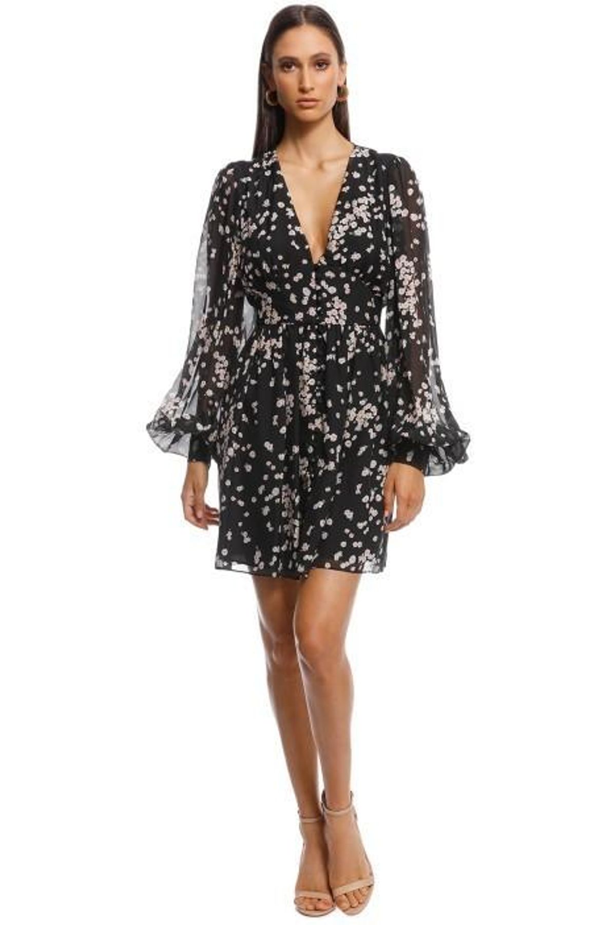 Camilla and Marc Gardin Mini Dress Floral Black Size 6 - Image 3