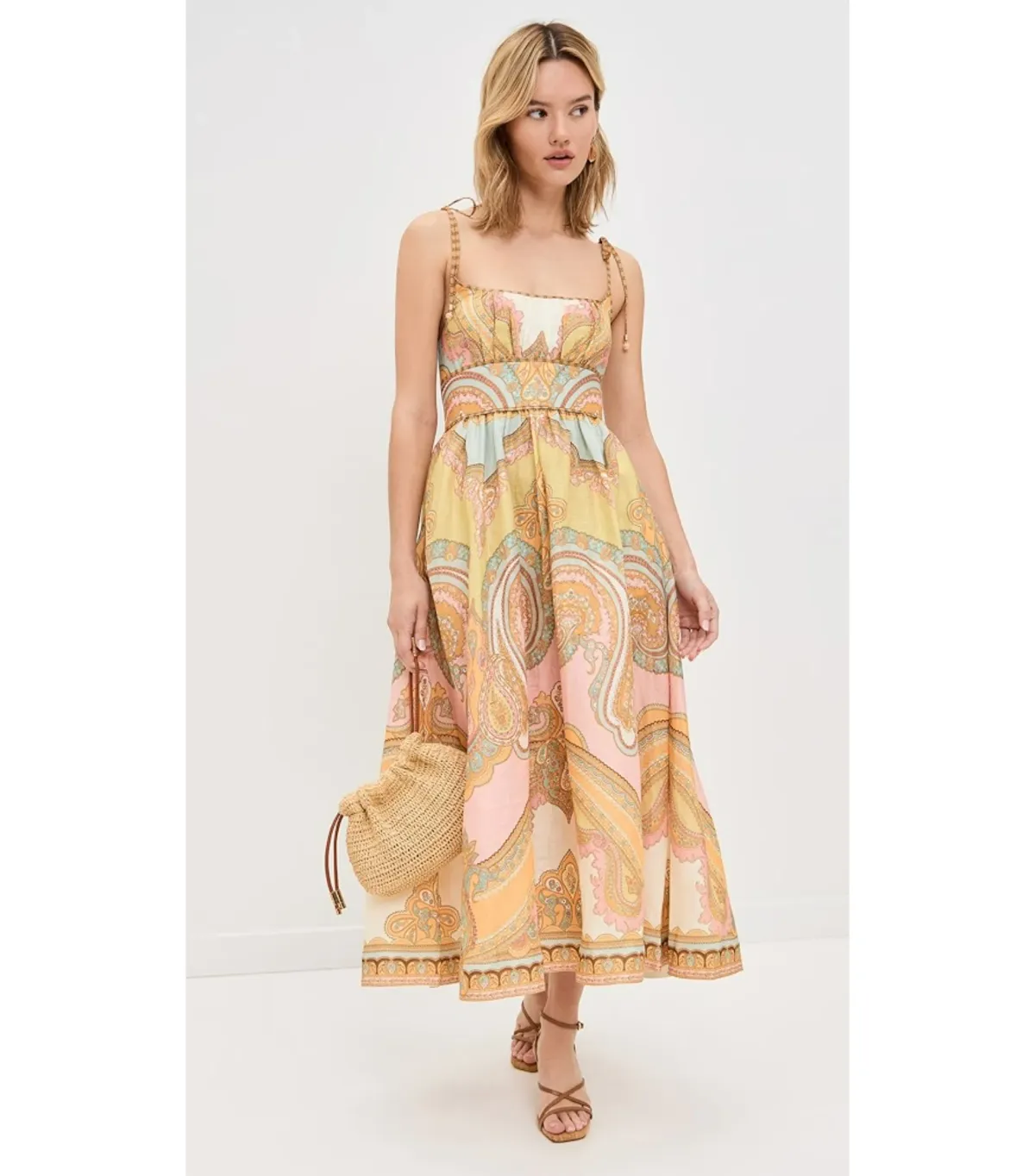 Zimmermann Maxine Picnic Midi Dress Gold Paisley Size 2 / AU 12 - Image 1