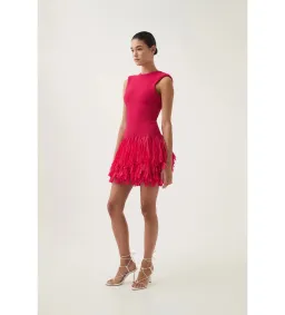 Aje Rushes Raffia Knit Mini Dress Deep Fuschia Size 12 for rent on The Volte - image 2