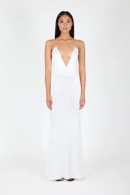 Natalie Rolt Isla Silk Gown Ivory White Size 8 for rent on The Volte - image 1