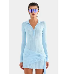 Venroy Collared Knit Mini Dress Powder Blue Size S/AU 8 for rent on The Volte - image 2