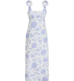 Zimmermann The Postcard Tie Shoulder Midi Dress Blue Tonal Floral Size 0 / AU 6 for rent on The Volte - image 4