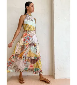 Kate Ford Zellejie Long Layered Maxi Dress Multi Print Size AU 6 for rent on The Volte - image 2