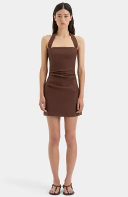 Noemi Halter Mini Dress Brown Size AU 12 for rent on The Volte - image 2