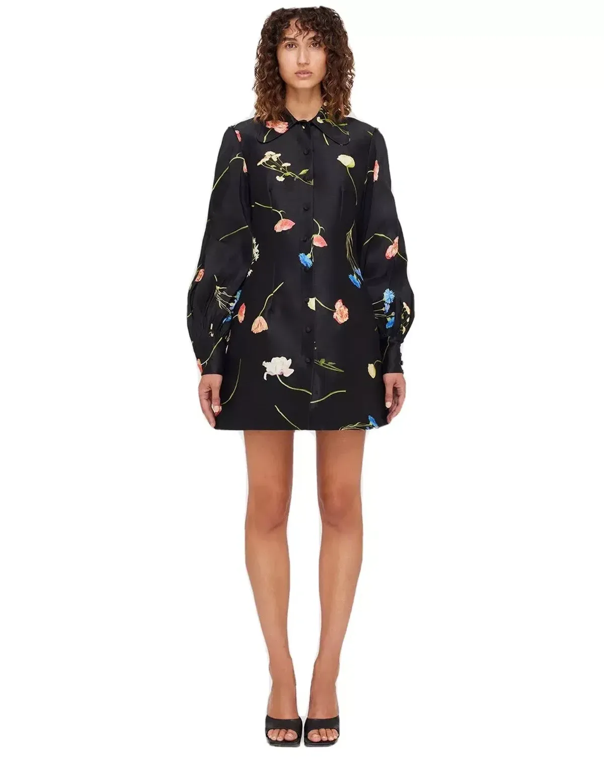 Leo Lin The Fields Linen Mini Dress Black Size 8 - Image 1