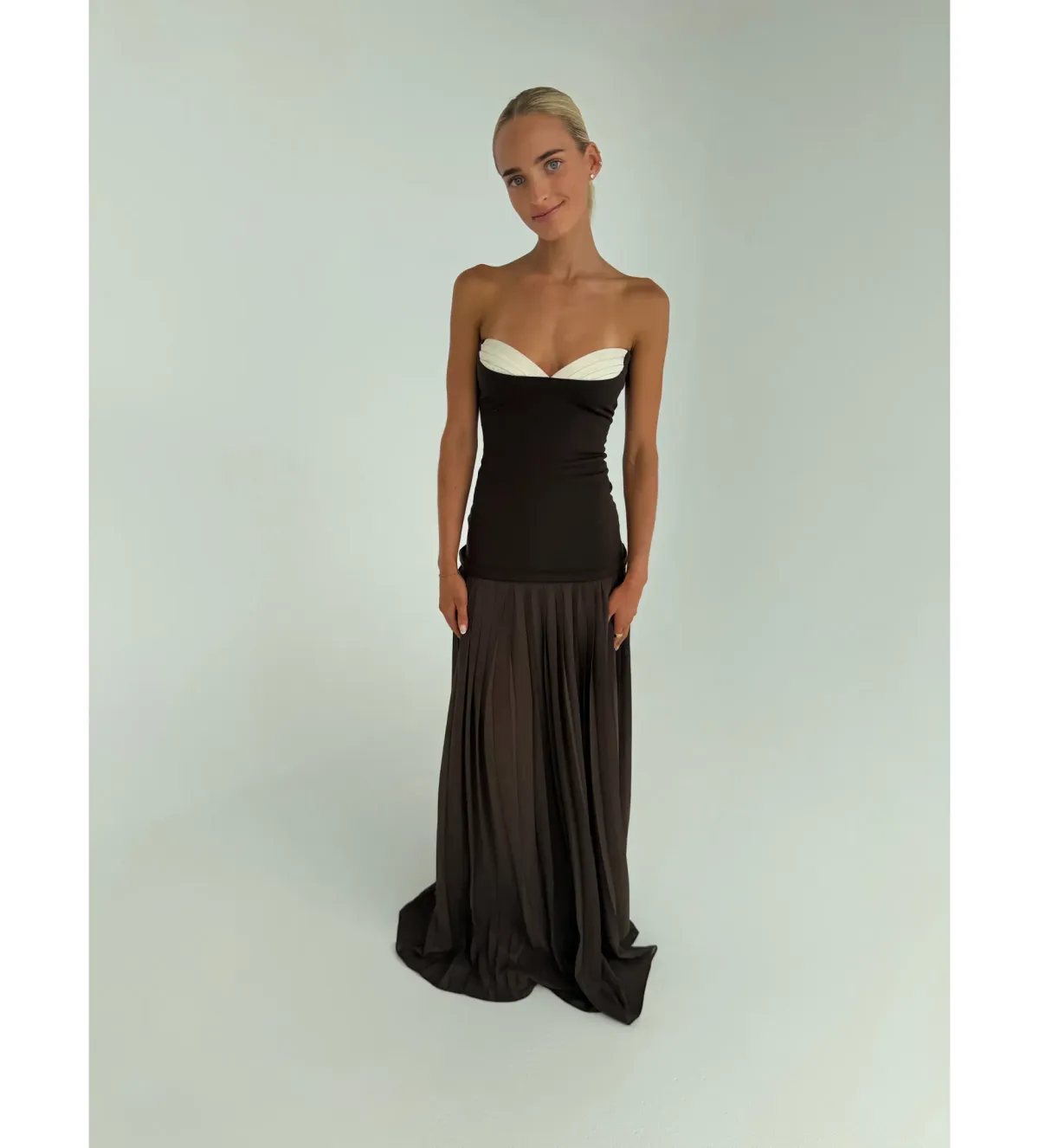 She is OLLÁ Nicolette Maxi Dress Espresso Brown Size XS / AU 6 - Image 1