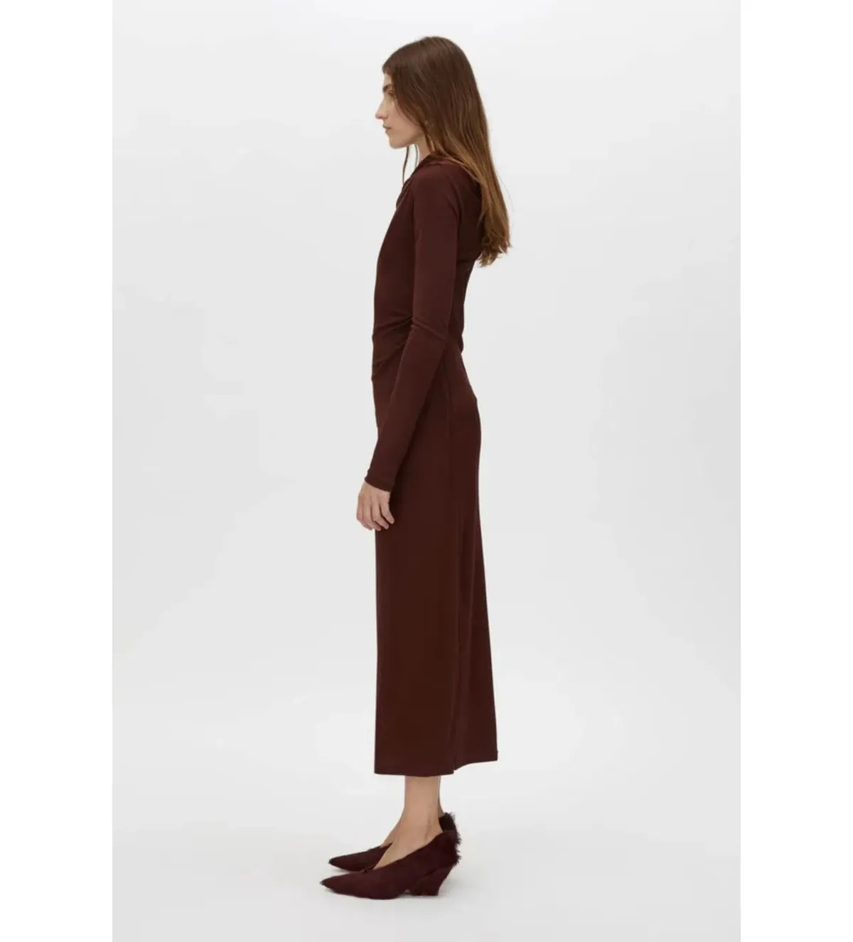 Camilla and Marc Mai Long Sleeve Midi Dress Almandine Burgundy Size AU 10 - Image 2