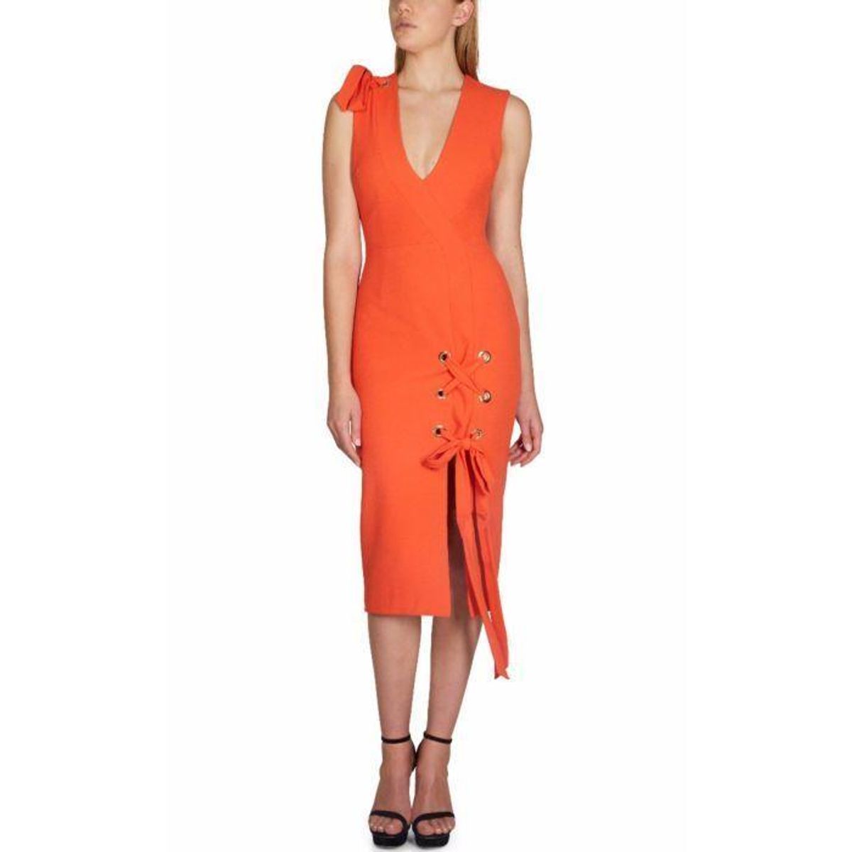 Rebecca Vallance Martinique Midi Dress in Tangello Size 6 - Image 1
