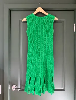 Bottega Veneta Mesh Knit Mini Dress in Bottega Green Size 12 for rent on The Volte - image 3