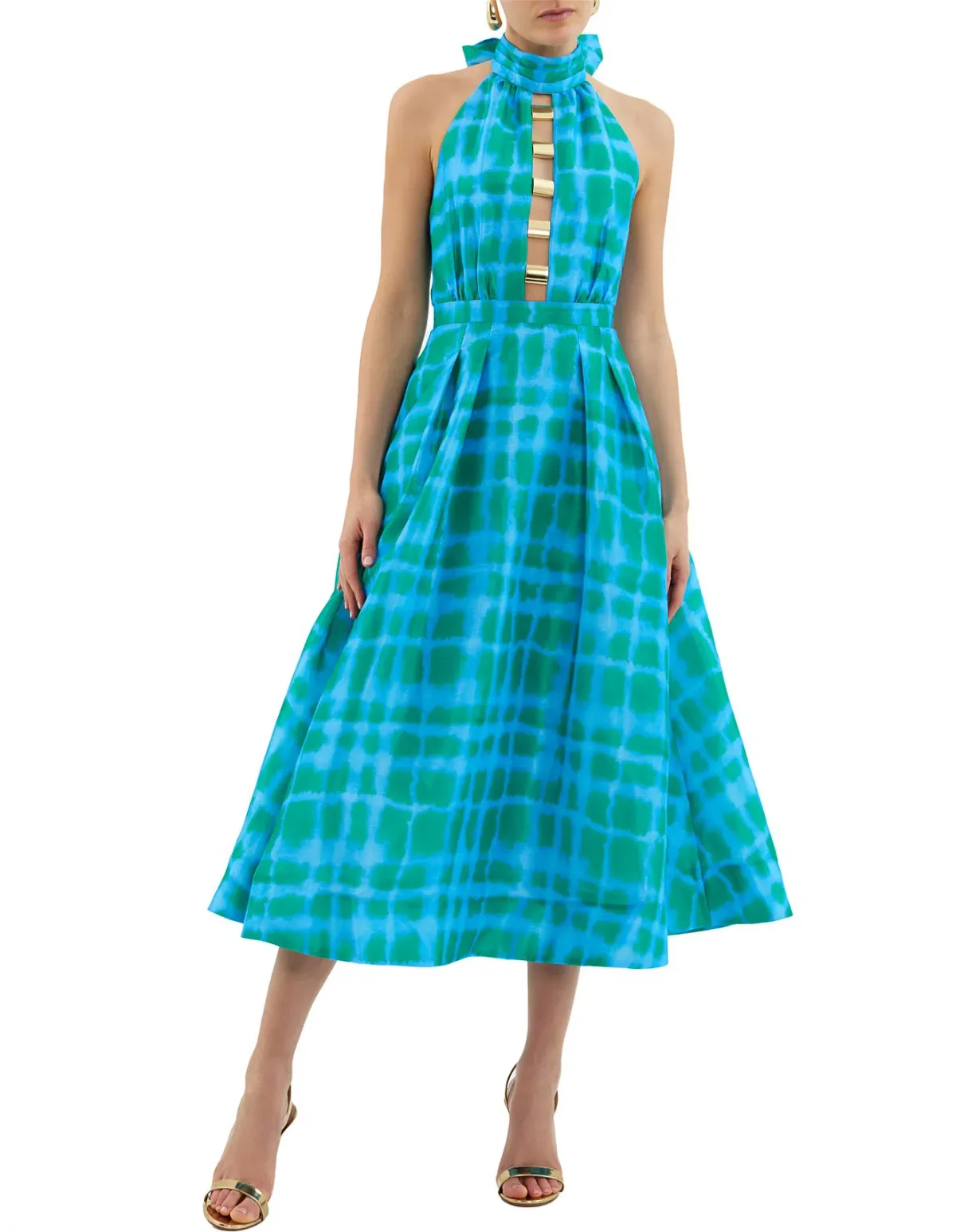 Rebecca Vallance Serafina Halter Dress Print Size AU 12  - Image 1