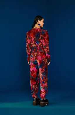 Farm Rio Snake Velvet Jumpsuit Garden Red Size 12/L for rent on The Volte - image 4