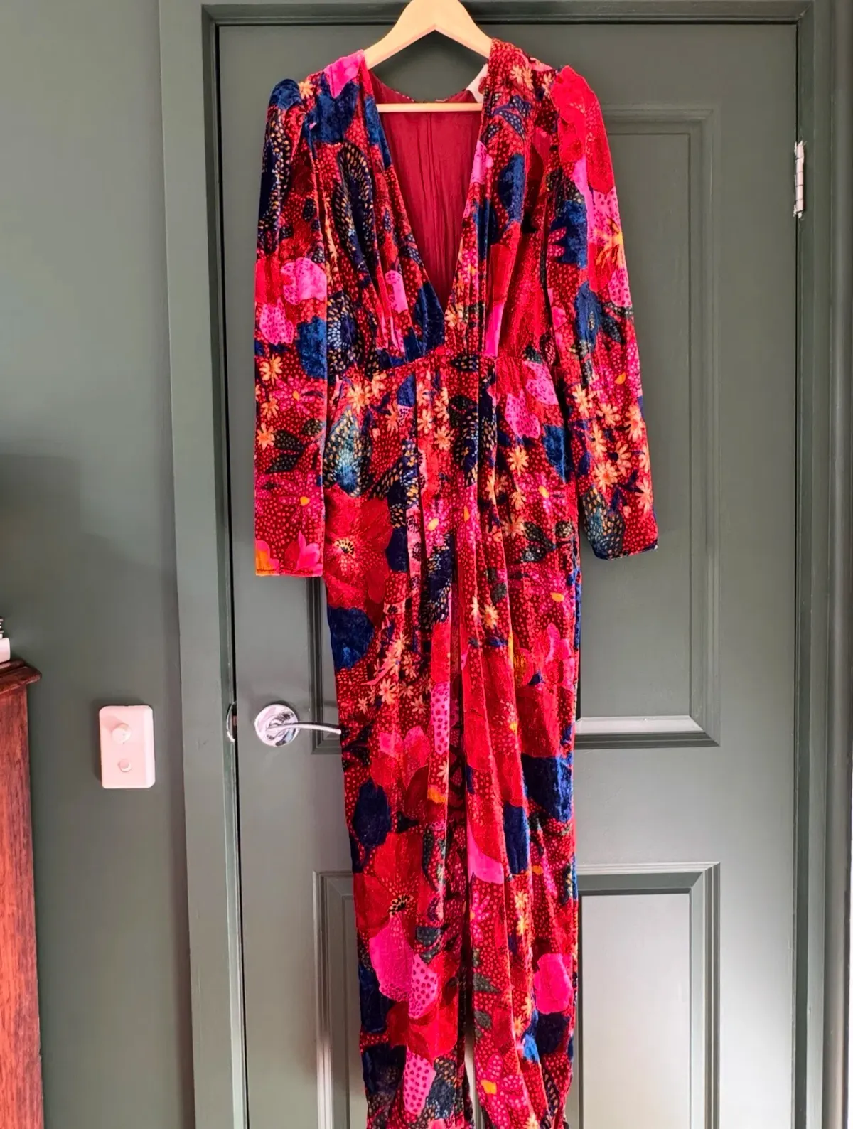 Farm Rio Snake Velvet Jumpsuit Garden Red Size 12/L - Image 1